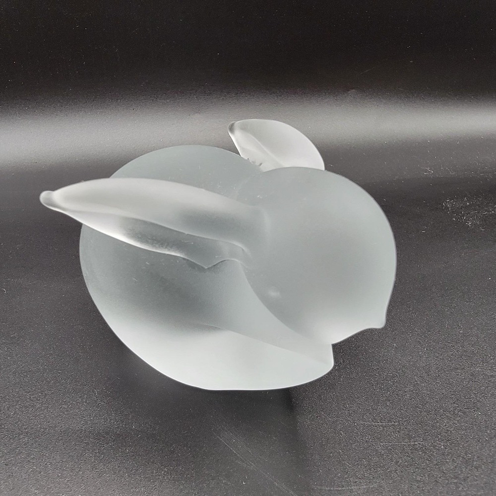 Vintage Interpur Clear Satin Frosted Solid Glass Bunny Rabbit Figurine